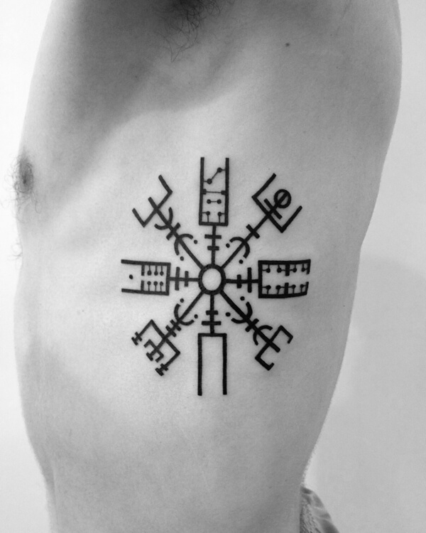 Vegvisir Tattoo On The Rib Cage