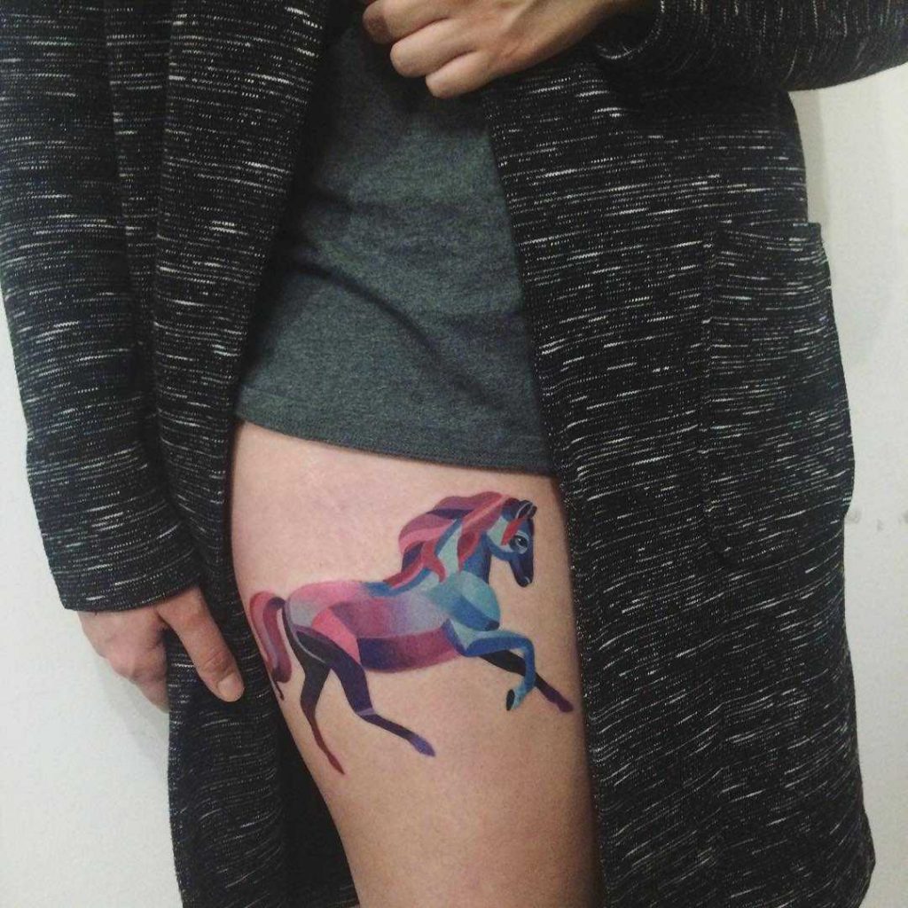 Watercolor Horse Tattoo