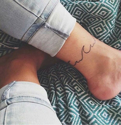 Wave Tattoo On The Ankle