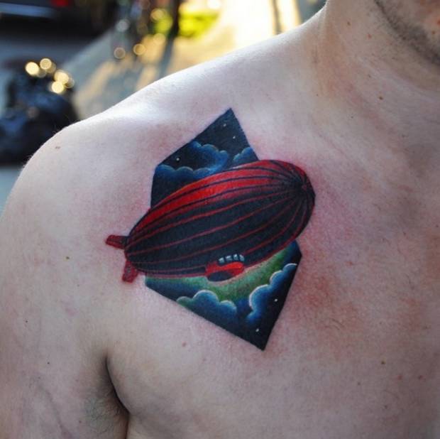 Zeppelin Tattoo On The Chest Zeppelin Tattoo On The Chest