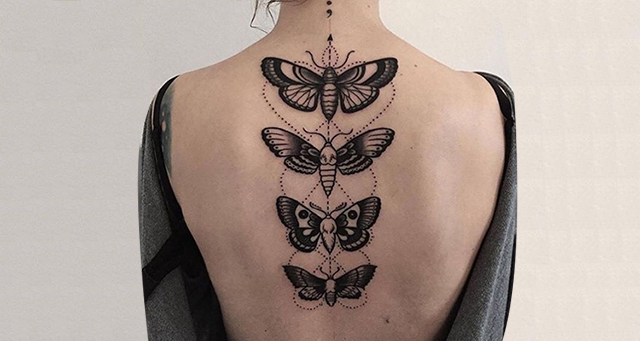 butterflies spine tattoo