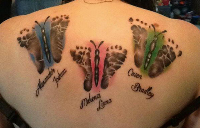 Butterflies with your names tattoo on back