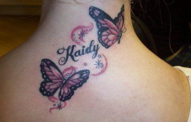 Butterfly with name tattoo ideas
