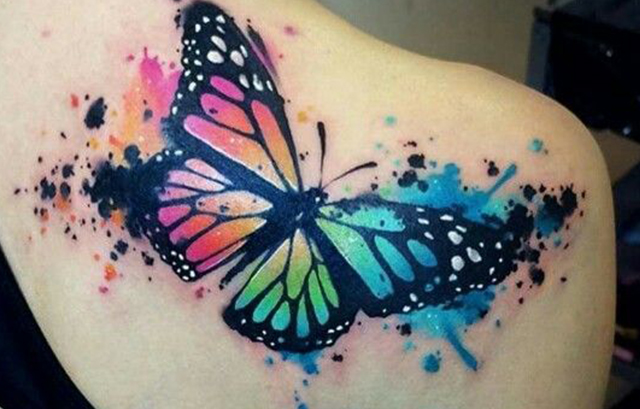 Painting like sleeve with butterflies