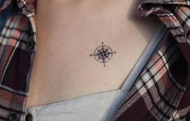 Tiny Compass Tattoo on Your Chest