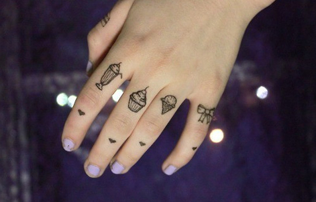 Tiny Cup Cake Tattoo on Your Finger