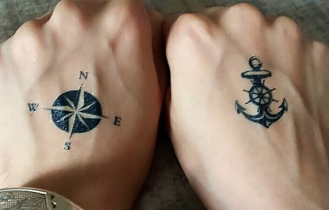 Direction tattoo designs on hand