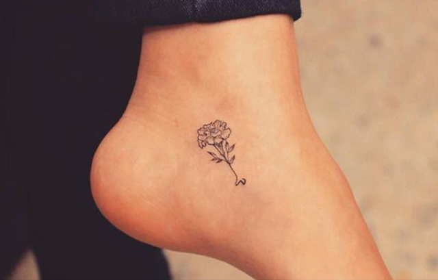 Tiny Floral Tattoo on ankle