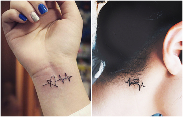 Tiny Heart Beat Tattoo on Your Wrist or Neck