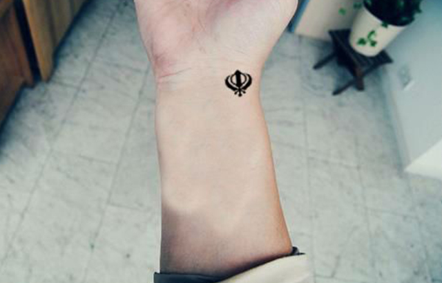 Tiny Sikh Khanda Tattoo on Your Wrist Neck