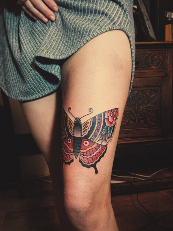 butterflies tattoo on leg