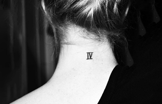 iny Lucky Number Tattoo on Your Neck in Roman