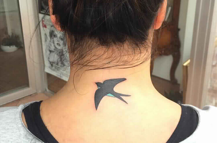 Bird Tattoo on Neck