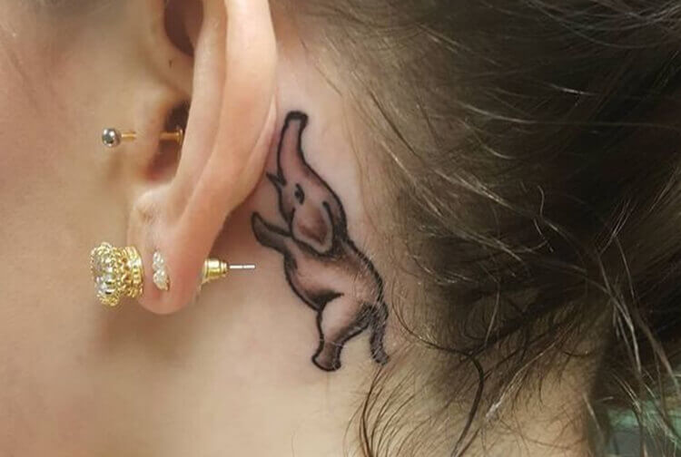 Elephant Tattoo on Neck