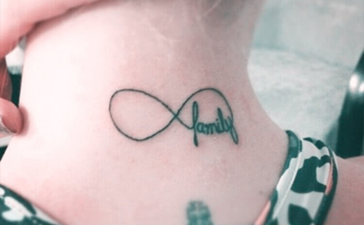 Infinity with Names Tattoo on Neck