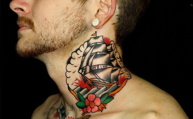 Ship Tattoo on nape