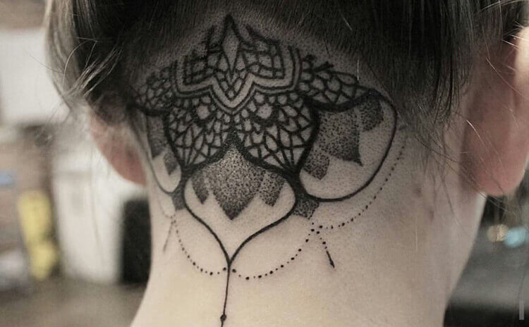 Swirling Flowers tattoo in Neck