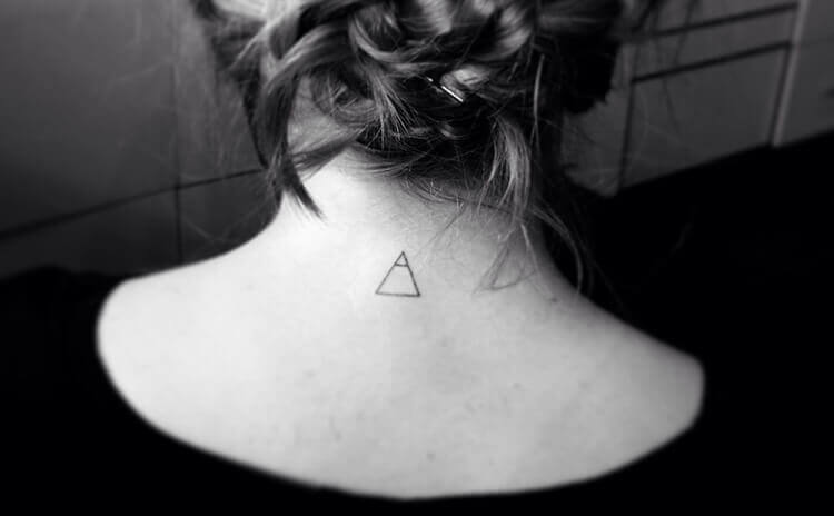 Tiny Triangle tattoo on Neck