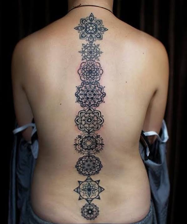 mandala spine tattoo designs