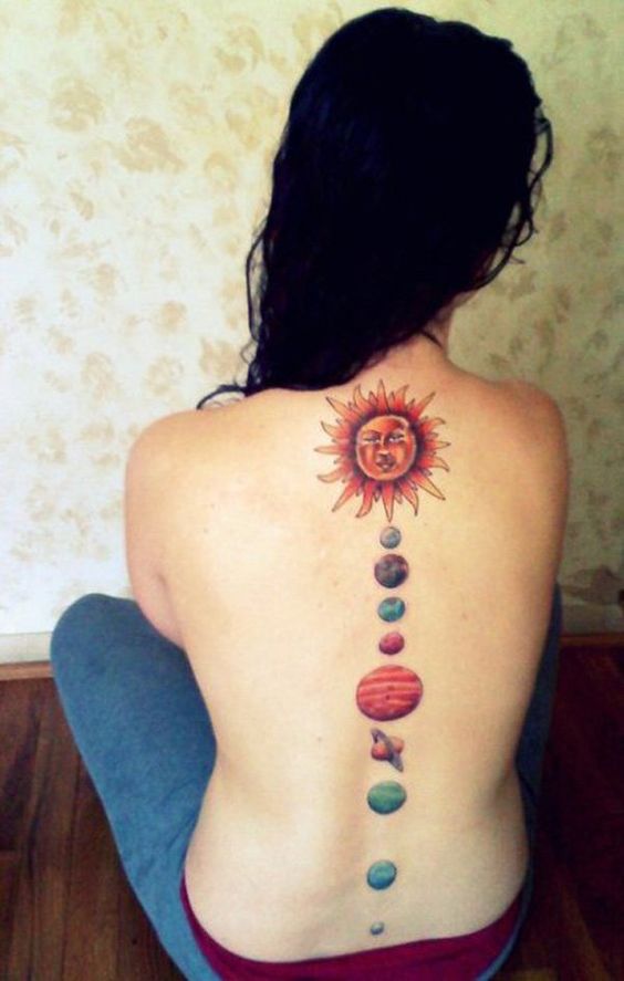The Solar System Tattoos on Spine