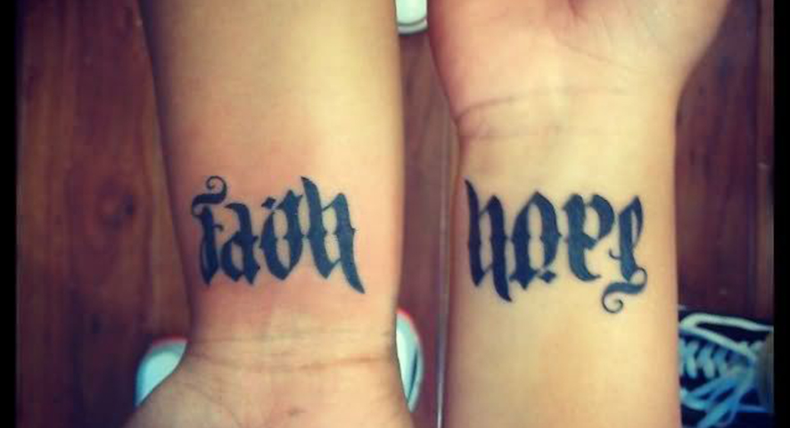 Ambigram Tattoo Designs on Wrist