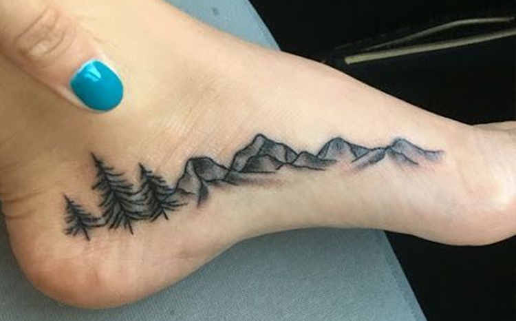 Trees and mountains nature tattoo