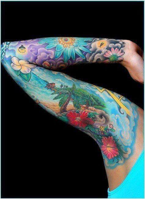 colorful Nature scene tattoos