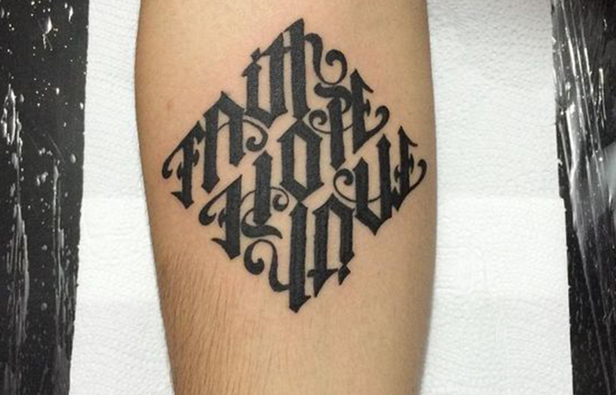 FAITH HOPE LOVE ambigram tattoo on your forearm