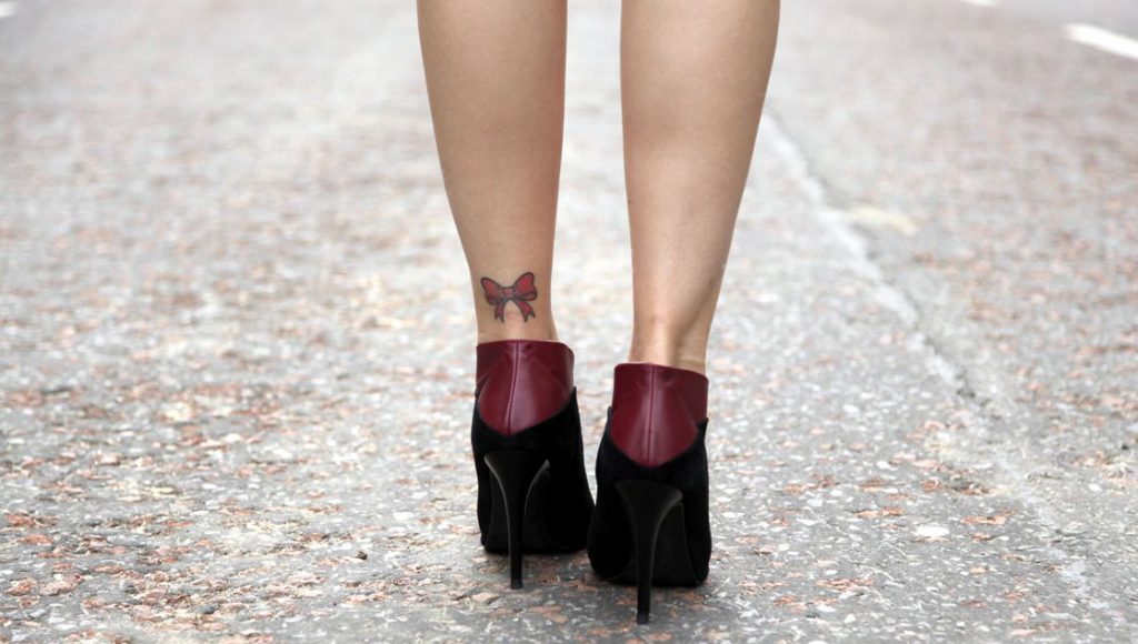 Ankle Tattoo Of Bow For Girls