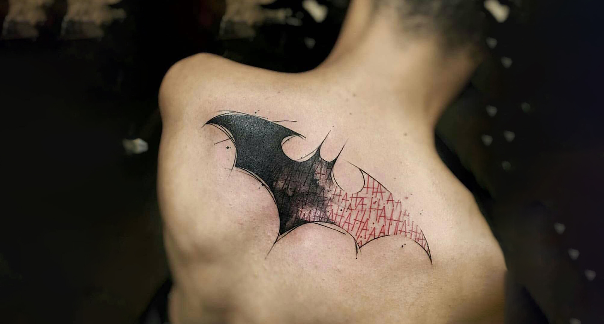  Batman tattoo on back