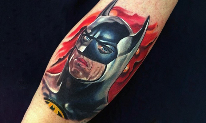 Batman face tattoo