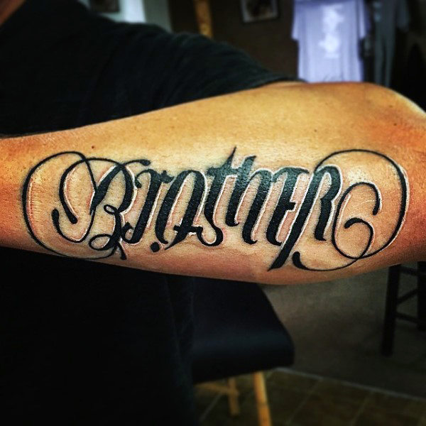 Brother ambigram mens tattoos