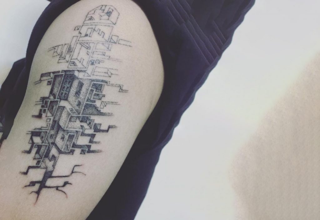 Brutalist Architecture Style Tattoo