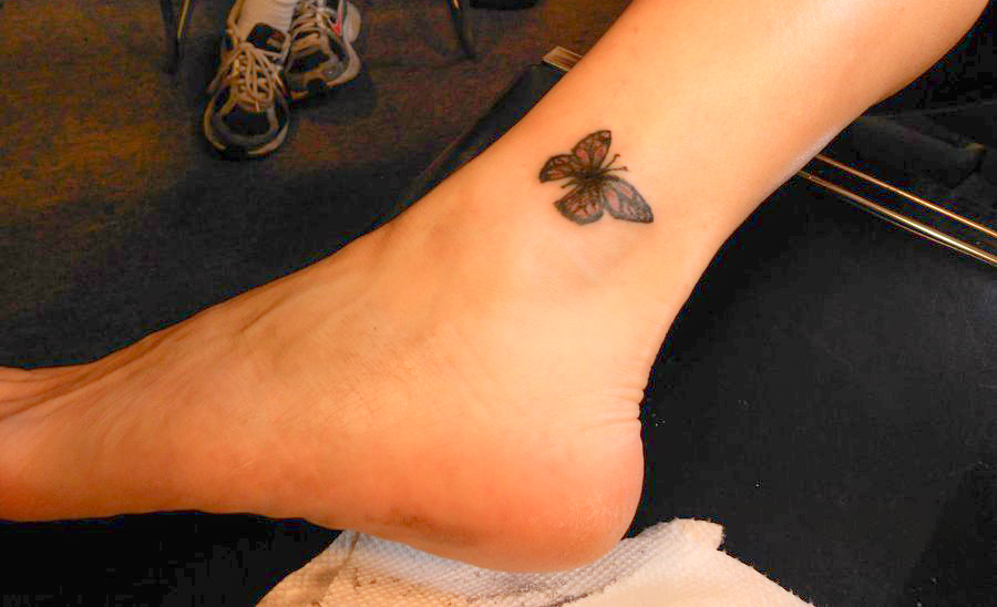 Butterfly in Black Ankle tattoo