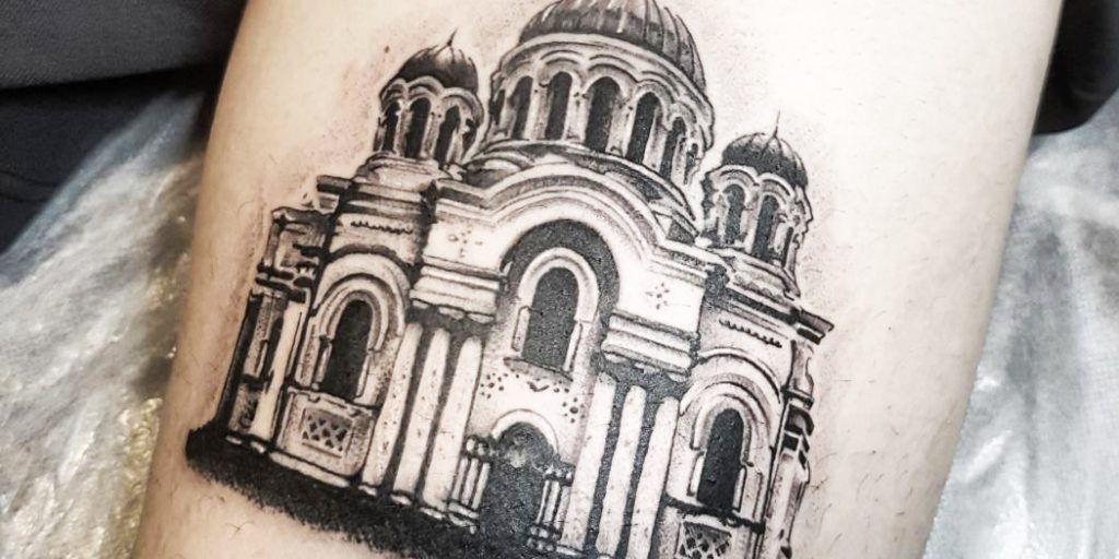 Byzantine Architecture Style Tattoo