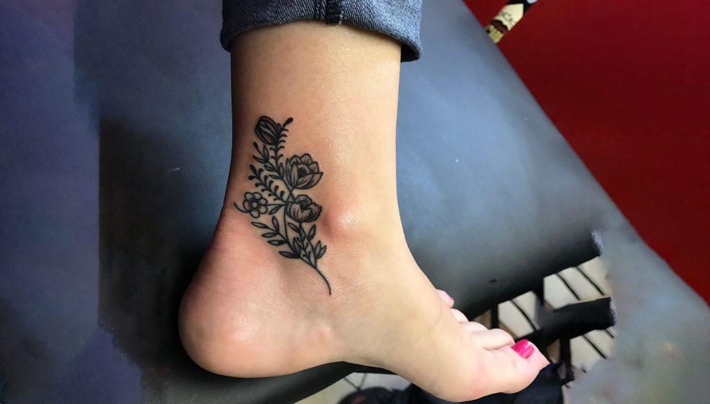 Daisy on the Ankle tattoo