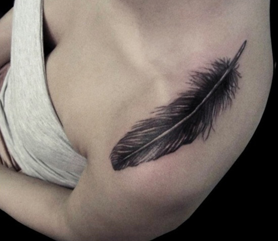 Dove feather tattoo ideas on shoulder