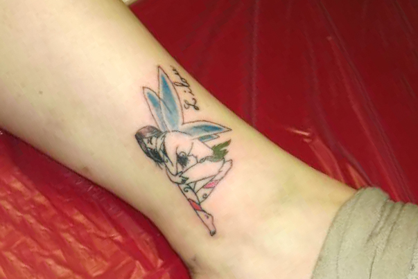 Fairy Angel Tattoo on girl ankle