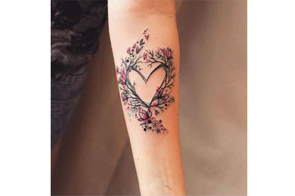 Heart tattoo with Flowers