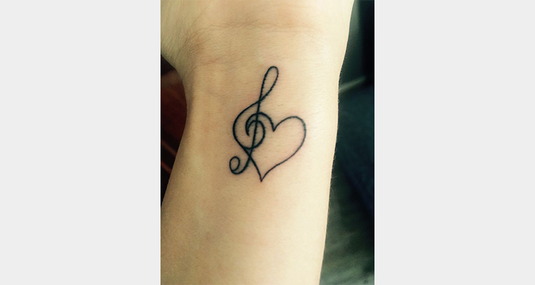 Heart tattoo with Music Symbol