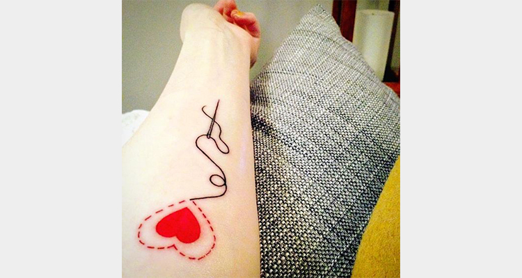 Heart tattoo with the Needle and Thread