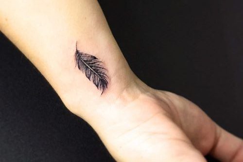 Hummingbird Feather tattoo on wrist