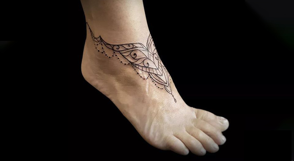 Jewel Design Ankle tattoo