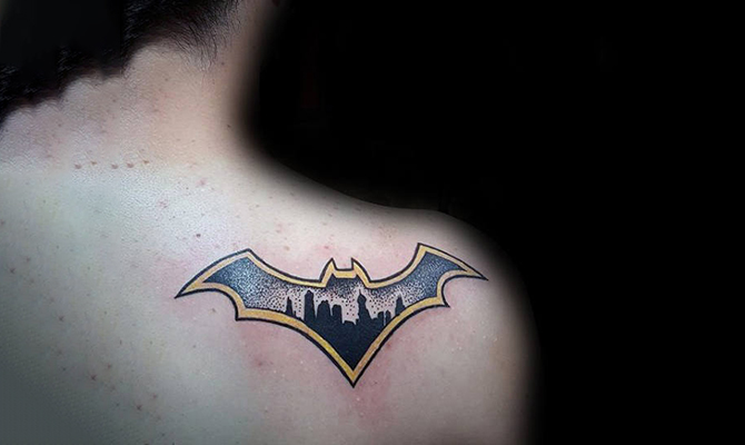 Inner Forearm Batman Symbol With Lettering Tattoo Designs For Men  Batman  symbol tattoos Tattoo lettering Tattoo designs men