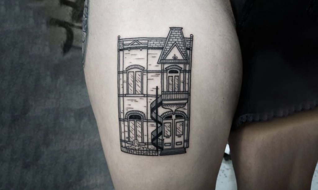 Mid-Century Modern Architecture Style Tattoo