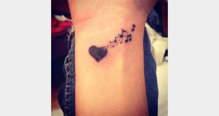 Musical Heart Tattoo Designs on wrist