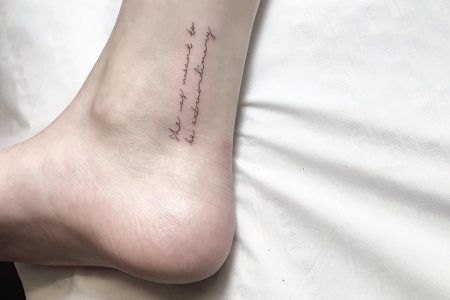 Quote tattoo on ankle