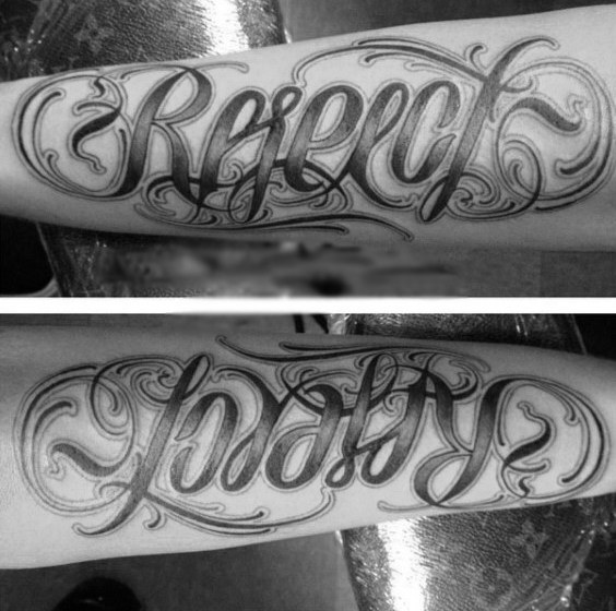 Respect ambigram mens tattoos