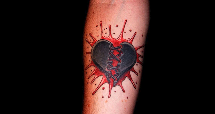 Stitches Heart Tattoo design on arm