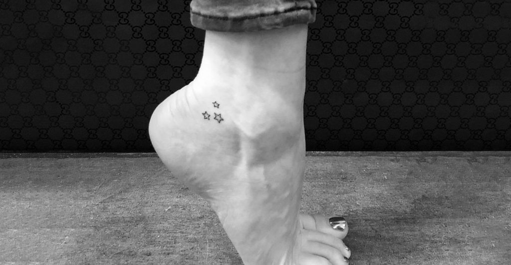 Three Miniature Stars Ankle Tattoo
